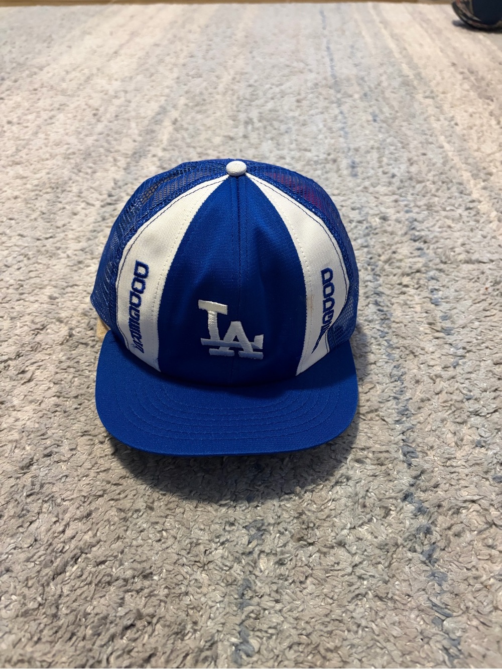 Vintage 80s LA Dodgers Trucker Hat Annco Snapback Mesh Made in USA Large MLB Cap